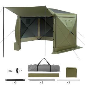 Pop up Gazebo Screen Tent, 12 x 12 ft Large 6-Sided Camping Canopy Tent with Removable Top & Carry Bag, Quick-Set & Bite-Proof