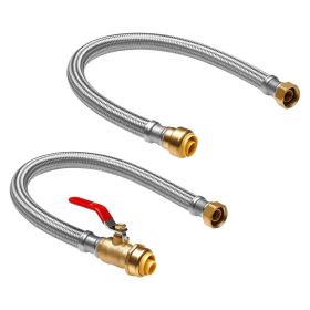 Water Heater Kit, Push-Fit Valve Flexible Water Heater Connector with 3/4" FIP x 3/4" PTC Ball Valve