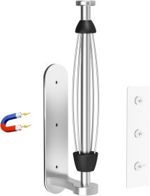 Magnetic Paper Towel Holder for Fridge - No Drill, One Hand Tear with Ratchet Mechanism, Silver, Self-Adhesive & Wall Mount for Kitchen, RV, Gara