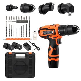Cordless Drill Driver, 5-In-1, Metal Chuck, Dual-Speed Variable, Drill Driver Kit with 2 Lithium Batteries and Charger, Tool Box
