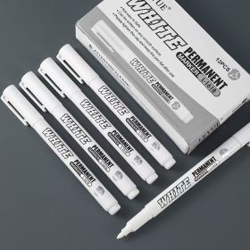 12PCS Dry-erase Marker New Waterproof Metal Marker Permanent White Paint Pen Washing Art Painting Graffiti Pens Fabric Wood Leather Marker (Option: 12pcs)