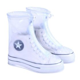 1pc Reusable Men And Women Rain Boots Cover Anti-Slip Wear-resistant Protective Cover Waterproof Layer (Color: B White, size: XS(32-34))