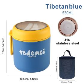 530/710ml Stainless Steel Lunch Box Food Cup With Spoon Thermo Lunchbox Thermal Jar Insulated Soup Container Breakfast Tableware (Color: upgrade A, Ships From: China)