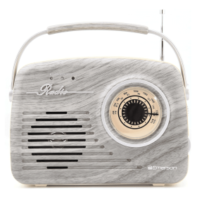 Emerson Portable Retro Radio with Built-In Rechargeable Battery (Color: Gray)