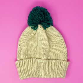 Vintage Charm Color Pom Beanie (Color: Teal)