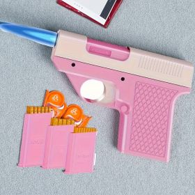 Outdoor creative lighters, portable windproof flashlight lighters, fun lighters, butane gas lighters, adjustable flame lighters, suitable for cam (Color: pink)