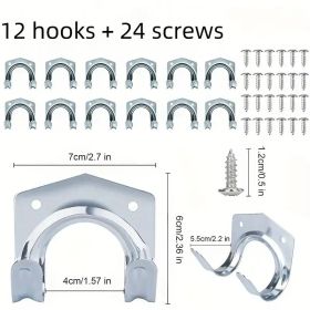 Wooden Board Tool Hook | Metal Hook | ToolShed Wooden Hook Water Pipe Hook LSmallDouble Hook |DlY Handmade Hook (Option: 12Hooks24Screws)